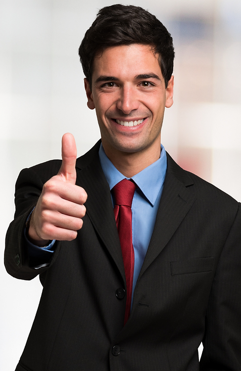 corporate man showing thumps up sign