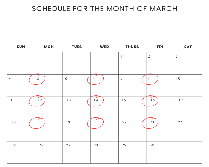 content calendar for scheduled posts